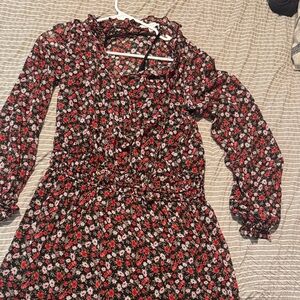 Socialite Floral Dress - Red and Black